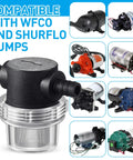 Two Pack Water Pump Strainers With Three Eighth Inch Hose Barb Inline Mesh Filter Screen Twist On Plumbing Strainers For RV Sprayers Marine Boats Camper Lawn Care 50 Mesh Stainless Steel compatible with various pumps