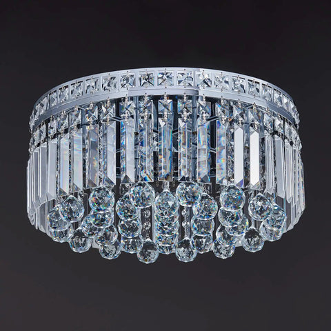 8 Light Crystal Chandelier With K9 Crystals Modern Flush Mount Ceiling Light Fixture For Bedroom Dining Living Room LED Compatible G9 Bulbs Not Included