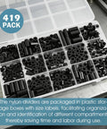 419 pack black nylon spacer kit in plastic storage box for PCB standoffs and electronics mounting non threaded round spacers