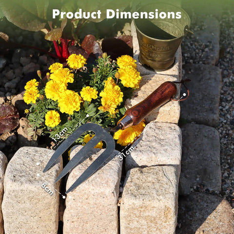 Beefy Heavy Duty Garden Hand Fork For Planting Weeding Transplanting And Soil Cultivation Thickened Sturdy Tines On Stone Wall