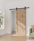 8 Foot Sliding Barn Door Hardware Kit for Single Doors 42 To 48 Inches Wide Upgraded Screw Fixation Modular Track installed
