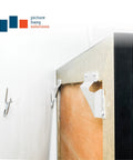Boss Level Picture Hangers For Drywall And Plaster, Heavy Duty Self Leveling Brackets Hold Up To 60 Lbs, flush mount bracket on wall and frame.