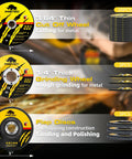 26 Pack 5 Inch Angle Grinder Disc Set With Real Deal Cut Off Wheels And 60 Grit Flap Grinders For Steel Metal And Wood Shop showing cut off, grinding wheels and flap discs.