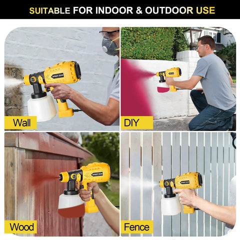 Heavy Duty HVLP Paint Sprayer With Kick Ass 850W Motor And Four Slick Nozzles for wall, wood, and fence DIY projects.