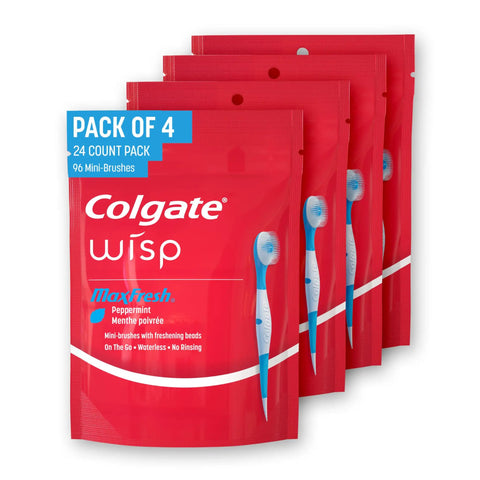 Max Fresh Wisp Disposable Mini Travel Toothbrushes Peppermint Pack Of 24 No Water Needed With Built In Sugar Free Peppermint Bead