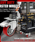 Workhorse Heavy Duty Caster Wheels Set Of 4 With Two Swivel Brakes And Two Rigid Units 3 Inch Polyurethane Tread Easy Rollout Casters for tools with 350 lbs load capacity.