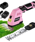 12V Cordless Grass Shear And Shrub Trimmer 2 In 1 Handheld Hedge Trimmer Electric Bush Trimmer And Grass Cutter With 2.0Ah Rechargeable Lithium Ion Battery And 1 Hour Fast Charger Pink Ribbon Edition For Quick Yard Cleanups with attachments