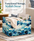 Heavy Duty Collapsible Polyester Storage Basket And Foldable Home Organization Bin For Living Room Bedroom Closets Nifty Space Saving Tote with blankets and books.