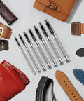 7 Piece Hollow Leather Hole Punch Set With Anti Slip Grip Round Punches for belts, watch bands, and leather accessories.