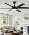 56 Inch Ceiling Fan With Lights And Remote Reversible 6 Blade DC Motor Dimmable 3000K To 6000K LED Outdoor Patio Ready Ceiling Fan
