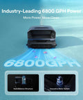 Sora 70 Pool Vacuum Robot With 360 Degree Top To Bottom Cleaning highlighting 6800GPH power in Prussian Blue on pool surface
