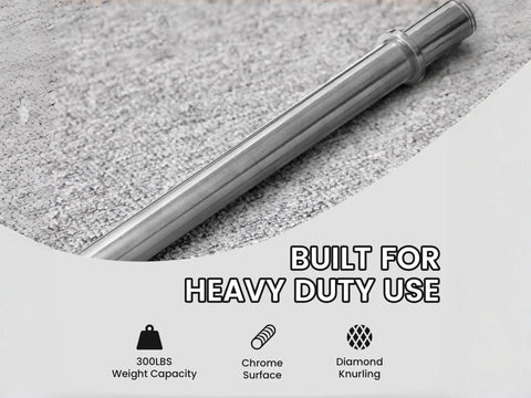Heavy Duty 5 Foot Powerlifting Barbell With 1 Inch Standard Grip 300 Pound Capacity Solid Chrome Plated Knurled Bar For Deadlift Bench Press Squat Home Gym Strength Training Includes Lock Collars, displayed on textured surface