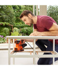 Pick Up This Bad Boy Heavy Duty Multi Sander With 200 Watt Motor, 4 In 1 Orbital And Finger Sanding Heads, Dust Free Power Tool For Quick Smooth Wood Finishes Worth Every Penny, man using sander on table.