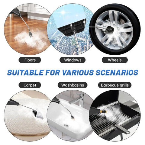 Powerful 1500W High Pressure Steam Cleaner With 6 Adjustable Levels, 15 Second Heat Up, 1.2L Tank for versatile cleaning