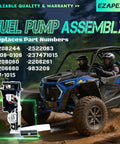 Fuel Pump Assembly For RZR XP 1000 EVAP 2022, XP Sport 2023, and XP Turbo 2016-2021 with part numbers, off-road vehicle background.