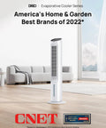 Evaporative Swamp Cooler Tower Fan Beast Mode Cooling, 40 Inch Standing Bladeless Cooler in modern living room setting.