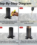 Step-by-step installation guide for Four Pack Adjustable Half Column Post Base Brackets for 1.5x1.5 to 4x4 wood posts.