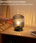 Cordless Glass Table Lamp For Home Decor Dope Look Battery Powered Nightlight With LED Bulb Portable accent light on table