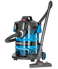 Power Clean Wet Dry Garage Vacuum Cleaner with 11 Amp Motor and 6 Gallon Capacity, hose attached, against white background.