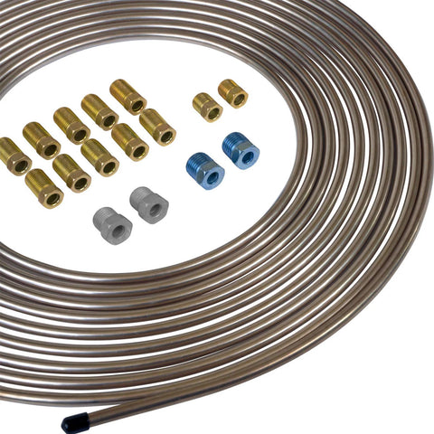 4LIFETIMELINES brake line kit: 25 ft copper-nickel tubing with 16 SAE fittings
