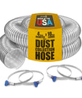 Clear 4 Inch Dust Collection Hose With 4 Thumbscrew Clamps See Through PVC Dust Collector Hose Built Tough With Carbon Steel Wire Puncture Resistant 10 Foot Length Proudly Made In USA