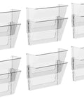 Clear Letter Size Wall File Organizer, 2 Pack, Easy Mount With Anchor Screws, Double Sided Tape, And Pocket Clip, 6-Pack