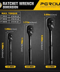 Workhorse Three Piece Ratchet Wrench Set With 1 4 Inch 3 8 Inch And 1 2 Inch Drives Reversible Quick Release Ratchets 90 Tooth Gear 4 Degree Swing Ergonomic Chrome Alloy Handles For Smooth Action In Home DIY And Auto Repair, 1/4, 3/8, 1/2 drive sizes