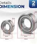 Replacement Bearings For Mani Pro Passport Drill KP50 KP55 KP60 And Medi Pro 20K 35K, showing 6mm and 8mm dimensions.