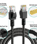 Flat Cat6 Ethernet Cable 4 Feet 2 Pack Nylon Braided Pure Copper RJ45 Patch Cord 10Gbps 500MHz UL Listed with 15 Ties close-up