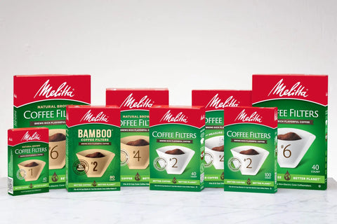 Top Shelf Unbleached Coffee Filters Size Four Fits Eight To Twelve Cup Brewers Deep Flavor Perforations For Bold Morning Kick Compostable And No Sweat Cleanup Pack Of Twelve One Thousand Two Hundred Sheets Solid Brew Gear displayed in various packages.