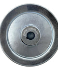 Top view of 6 Inch Single Groove V Belt Pulley For A B 5L 4L Belts Carbon Steel Motor Pulley With Three Quarter Inch Bore Zinc Plated