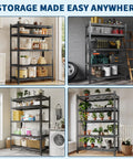 Rust Proof Iron Storage Shelf Two Pack No Tools Needed For Ten Minute Assembly Heavy Duty Garage And Kitchen Rack