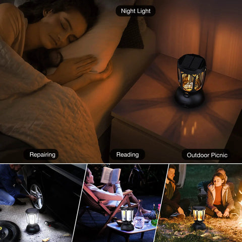 6000 Lumen LED Camping Lantern With Rechargeable Battery And Hand Crank Solar Power used for night light, repairing, reading, outdoor picnic