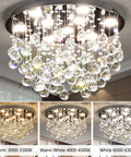 Awesome Sparkly 20 Inch Modern Round Crystal Raindrop Flush Mount Ceiling Light With Nine Dimmable Lights Adjustable Color Temperature