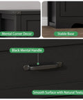 Details of Slap Some Order On Your Room With This 63 Inch Wide Nine Drawer Bedroom Dresser Boasting Deep Storage Heavy Duty Handles Sleek Black Finish Modern TV Stand For Killer Organization with black metal handles and stable base.