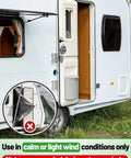 Magnetic Door Catch For Campers And Trailers Easy Install Door Stopper Kit Used on a camper door with wind warning in view
