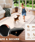 Child and dog running on rug with Half Inch Thick Non Slip Rug Pad For 9 By 12 Ft Rugs Under Rug Mat With Cushioned Grip Carpet Protector