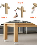 Installation steps for Bulletproof Two Inch Swivel Caster Wheels With No Sweat Mounting Sockets on furniture.