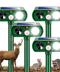 Solar Ultrasonic Animal Repellent For Gardens And Yards With Motion Sensor Strobe Light Keeps Deer Rabbits Squirrels Raccoons Cats And Other Pests Away From Your Plants Veggies Flower Beds, solar stake unit
