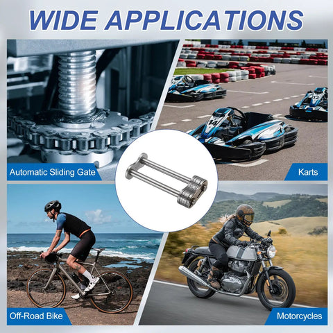 Heavy Duty Roller Chain Master Connecting Link DIN 16B-3 With Iron Pitch Pin For Industrial Machinery And Motorbike Upgrades 25.4mm Wide in applications like karts, bikes, and gates.