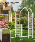 White PVC Garden Arbor With Gate Wedding Arch For Outdoor Ceremony And Party, Trellis For Climbing Plants in backyard