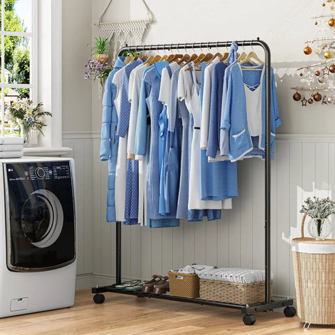 Heavy Duty Portable Garment Rack With Rust Proof Steel Construction, Freestanding Clothes Rail For Hanging Drip And Streetwear, Space Saving Apparel Stand That Keeps Your Fit Stack Organized