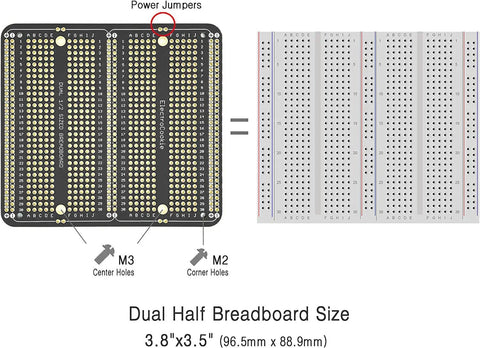 Large PCB Prototype Board Kit With Solderable Breadboards For Electronics Projects Gold Plated 6 Pack Black layout dimensions