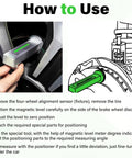 Universal Wheel Alignment Tool With Magnetic Camber Gauge being used on a car brake rotor for alignment.