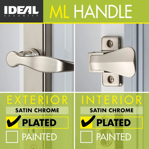 Storm Door Handle With Lock And Key Surface Mount Lever Replacement For 1 To 1 And A Half Inch Thick Doors Satin Silver