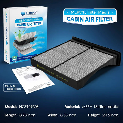 MERV 13 Cabin Air Filter With Activated Carbon For Subaru Crosstrek Forester Impreza WRX WRX STI showing four-layer filtration