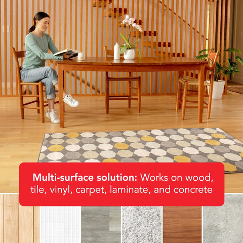 Room with rug secured by Double Sided Non Slip Carpet Tape For Area Rugs And Runners That Delivers A Residue Free Long Lasting Bond