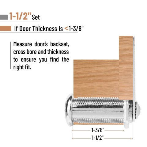 1 1/2" set diagram showing measurement guidance for Heavy Duty Cabinet Locks With Keys Two Pack Long Cam Style solid zinc alloy mount.