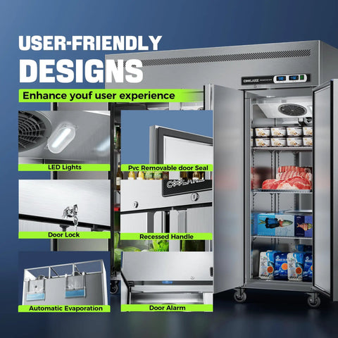 User-friendly designs of Heavy Duty Commercial Refrigerator And Freezer Combo With Dual Temp Zones for Restaurants and Bars.