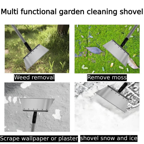 Do It All Garden Shovel With Adjustable Handle Three Stage Length 57 Inches Long used for weeding, moss removal, scraping, and snow shoveling